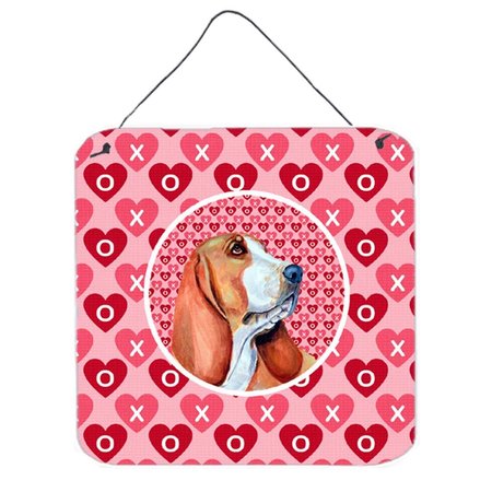 MICASA Basset Hound Valentines Love And Hearts Aluminium Metal Wall Or Door Hanging Prints MI234938